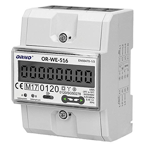 ORNO WE-516 Contatore Energia Elettrica Guida DIN per Sistemi Trifa...