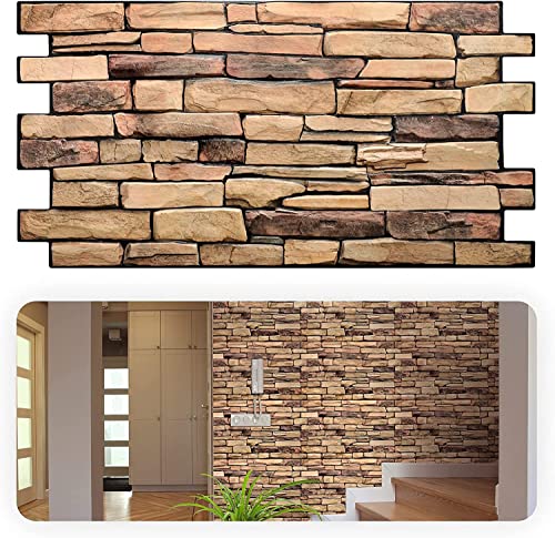 Pannelli decorativi da parete in PVC, 3D, per piastrelle - naturale (10)