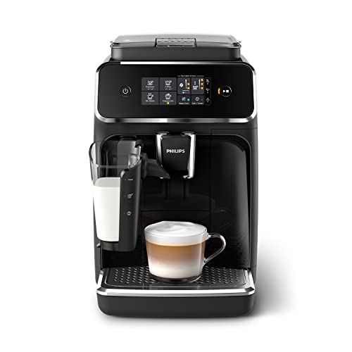 Philips 2200 Series Macchina da Caffè Automatica - Montalatte LatteGo, 3 Bevande, Display Touch Intuitivo, Nero Lucido (EP2231 40)