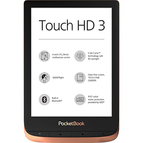 PocketBook - Lettore eBook “Touch HD 3” (16 GB di memoria; schermo con tecnologia E-Ink da 15,24 cm (6 pollici), Smart light, Wi-Fi, Bluetooth)