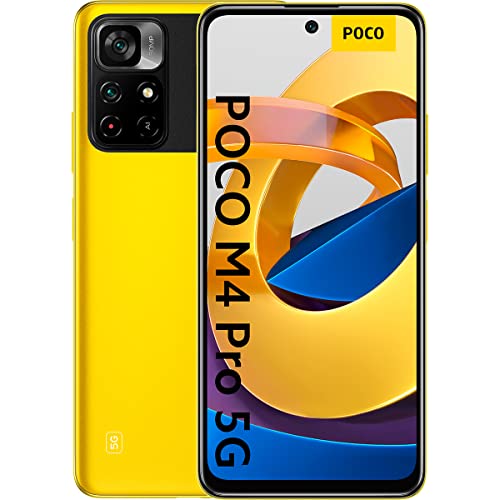 POCO M4 Pro - Smartphone 5G, 6GB RAM 128GB ROM, 6nm MediaTek Dimensity 810, 90Hz 6.6   FHD+ Dot Display, 64MP AI Quad Camera, 5000 mAh, 33W Pro fast charging, MIUI 12.5 per POCO, Android 11- Giallo