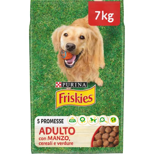 Purina Friskies Crocchette Cani Adulti con Manzo, Cereali e Verdure, 7 kg