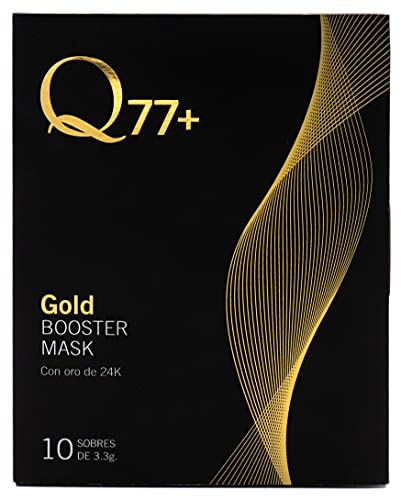 Q77 + GOLD BOOSTER MASK - MASCHERA VISO RASSODANTE con oro 24 carati - Maschera viso con silice. vitamine A e B - Maschera viso antirughe - Trattamento viso anti-invecchiamento - 10 buste da 3.3 g.