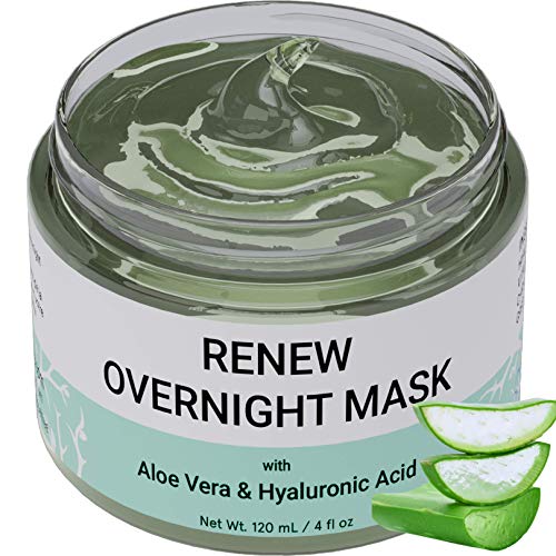 Renew Overnight Mask, Maschera Notte per il Viso - con Aloe Vera e Acido Laluronico - Formulato a San Francisco