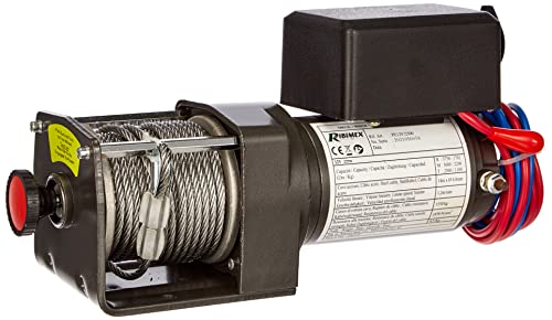 Ribimex PE12V 2500 Argano elettrico da fissare 12 V, Portata 1.100-2.200 Kg, Grigio