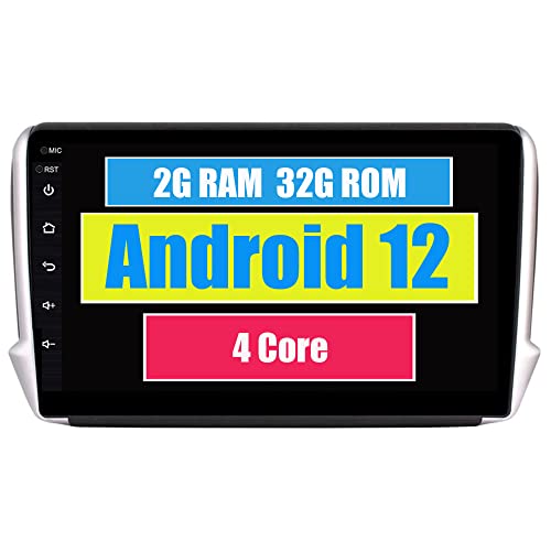 RoverOne Autoradio per Peugeot 2008 208 2014 2015 2016 2017 2018 con Android Lettore Multimediale Navigazione GPS Stereo Touch Screen Bluetooth WiFi USB Mirror Link