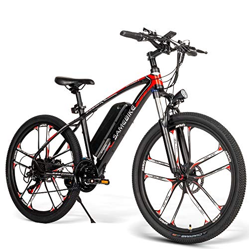 SAMEBIKE MY-SM26 Bicicletta elettrica da pendolare per mountain bike elettrica Cerchio in lega di magnesio da 26 pollici 21 velocità per adulti (nero)
