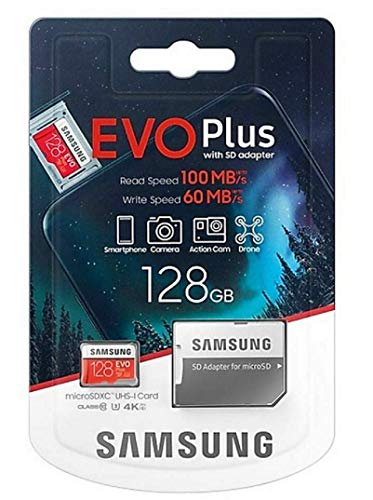 Samsung, Evo Plus, Micro SD SDXC da 128 GB, classe 10 U3, scheda di memoria, 100MB S, 4K Ultra HD, MB-MC128HA EU