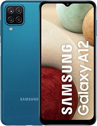 Samsung Galaxy A12, Smartphone, Display 6.5  HD+, 4 Fotocamere Posteriori, 64 GB Espandibili, RAM 4 GB, Batteria 5000 mAh, 4G, Dual Sim, Android 10, 205 g, Ricarica Rapida [Versione Italiana], Blu
