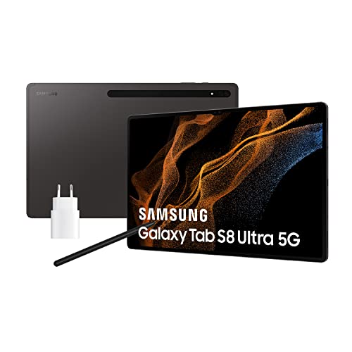Samsung Galaxy Tab S8 Ultra con caricatore - Tablet Android da 14,6 pollici, 128 GB, 5G, nero (versione spagnola)