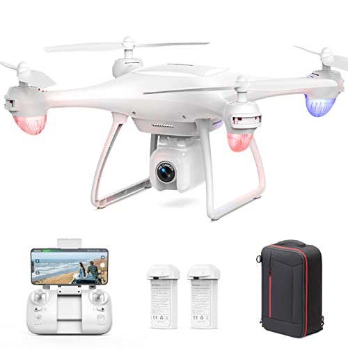 Sansisco Drone con Telecamera 2.7K, Drone per Principianti 5G Wifi FPV Trasmissione, RC Quadricottero, 40 Minuti di Volo, Fotocamera Grandangolare a 120° Regolabile, Modalità Senza Testa con Zaino