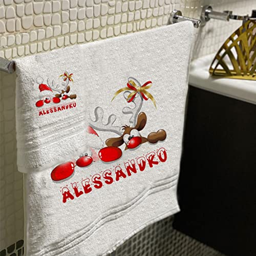 Set 2 asciugamani bagno personalizzati 100% cotone made in Italy as...