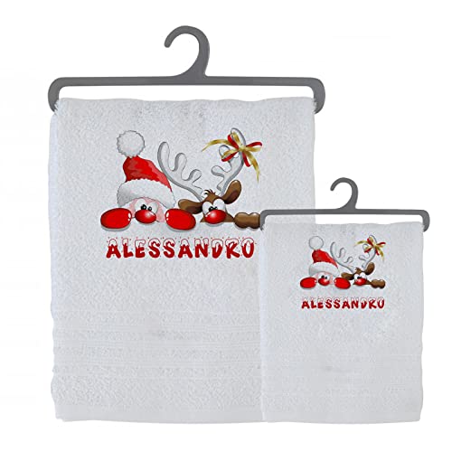 Set 2 asciugamani bagno personalizzati 100% cotone made in Italy as...
