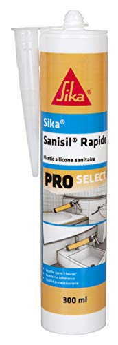 SIKA 579733 Mastice siliconico antimuffa a Presa Rapida Speciale Sanitaria, Bianco, 300ml