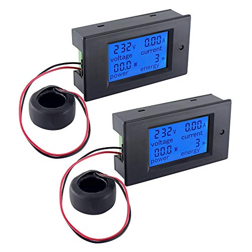 Snowtaros 2pcs voltmetro amperometro AC 0-100A 80~220V voltmetro digitale elettrico, misuratore di corrente misuratore di energia, display LCD lettura contatore (AC 100A)