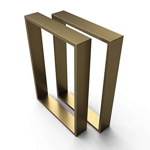 sossai Design Gambe per tavolo in acciaio TKK3 | Set di 2 | colore: oro | larghezza 60 cm x altezza 72 cm | Profilo 20x100mm | struttura tavolo XXL
