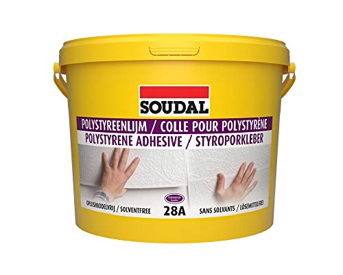 Soudal Colla in polistirolo 28A per pannelli di polistirolo morbido duri su parete + pavimento, 5 kg, colore: bianco