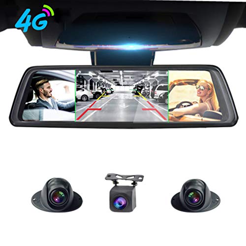SZKJ E09P 360 ° panoramica da 10 pollici Schermo intero 4G Touch IPS Special Car DVR Retrovisore Specchietto retrovisore con GPS Navi Bluetooth WIFI Monitoraggio remoto Telecamere Android 4CH