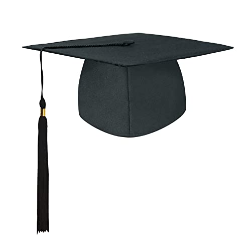 Tibroni Bachelor Hat Cappello da Laurea Cerimonia di Laurea Hat , Diploma Hat per Undergraduate, Master e Dottorato, Unisex (Nero)