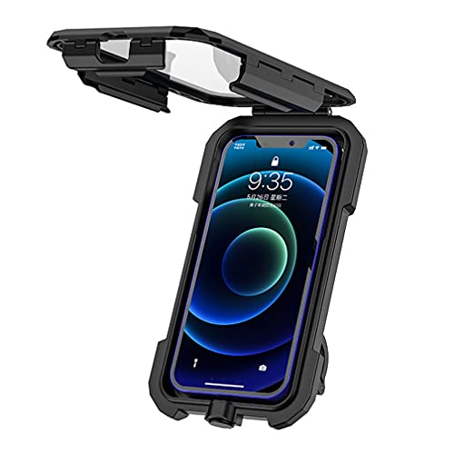 TOPRUI Porta Cellulare Moto, Universale Porta Telefono per Moto e Biciclette Impermeabile Antipolvere e Antiurto con Rotazione a 360° Toccare ID Viso ID Compatibile con Smartphone da 4,5 a 6,8  Nero