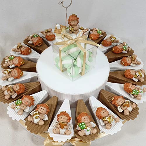 torta bomboniera battesimo, comunione, angelo magnete calamita confetti inclusi (torta 20 fette 1 piano)