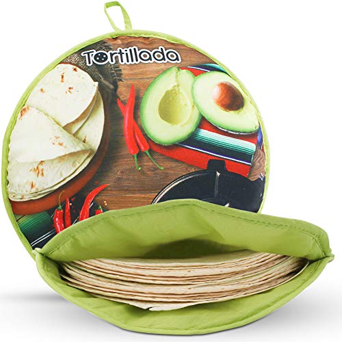 Tortillada - 30cm Scalda Tortilla Microonde Contenitore in Cotone Poliestere (Verde)