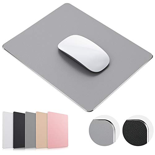 TOSFFICE Tappetino Mouse Gaming, Mousepad Alluminio Tappetino Mouse Rigido Pelle Double Sided Portatile Mouse Pad Gaming per Computer e Laptop 24 x 20 cm