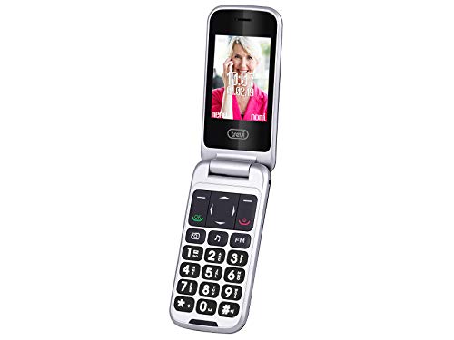 Trevi FLEX PLUS 100 Telefono Cellulare per Anziani a Conchiglia con Doppio Display, Tasti Grandi, Connessione 3G, Funzione SOS, Bluetooth, Fotocamera, Torcia LED, Base di Ricarica