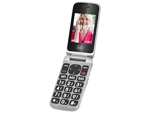 Trevi FLEX PLUS 55 Telefono Cellulare per Anziani a Conchiglia con grandi tasti, grande display LCD 2.4 , Funzione SOS, Doppio Display, Bluetooth, Fotocamera, Radio FM, Grigio