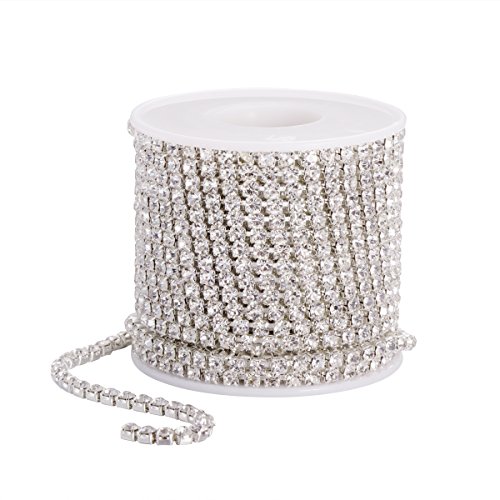 ULTNICE - Passamano con catenina e cristalli per cucito, artigianato e decorazione fai-da-te per matrimonio, 10 m (4,0 mm)