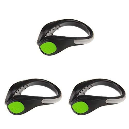 Unomor 3 pezzi di scarpe a LED con clip di luce di sicurezza per i corridori Joggers Bikers Walkers (luce verde)