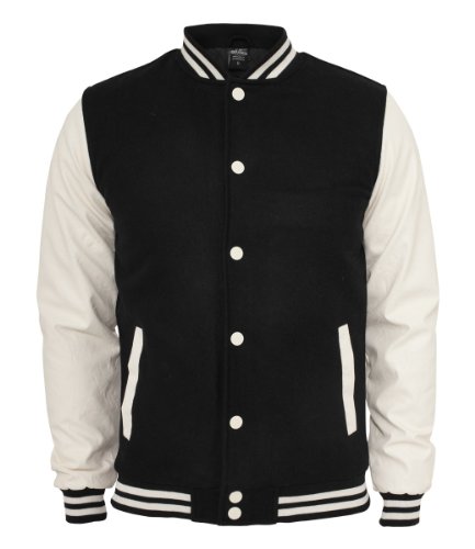 Urban Classics TB201, giacca da uomo, da college, abbigliamento oldschool nero-bianco L