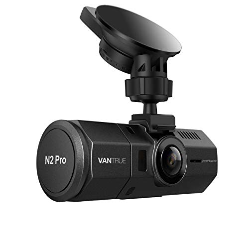 VANTRUE N2 Pro Dual Dash Cam, Doppia Lente Telecamera per Auto Full HD 1080P, Obiettivo Grandangolare di 170 Gradi, Visione Notturna, Rilevatore di Movimento Registrazione in Loop G-Sensor e 2,7  LCD