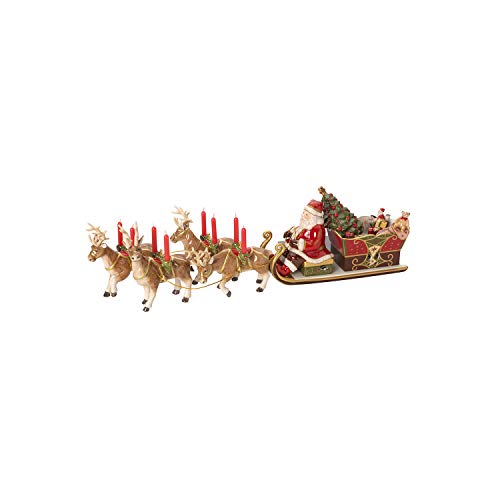 Villeroy & Boch Christmas Toy’s Memory Giro in Slitta Babbo Natale, Carillon, Porcellana, Rossa Marrone