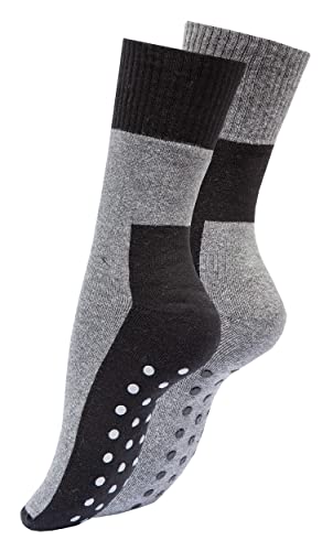 Vincent Creation 4 paia calze antiscivolo - antiscivolo suola per donna e uomo (43-46, grigio   nero)