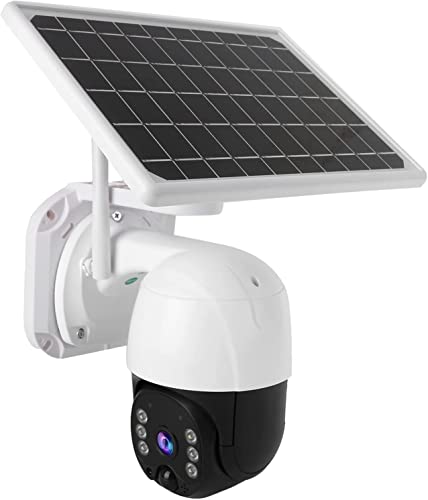Vokot Q2 IP Cam Wifi ad energia solare, PTZ Full HD 1080P 3MP con visione notturna, IP 66, controllo da remoto,PIR Sensore di movimento, Microfono integrato, Supporto Micro SD, Videocamera Dome