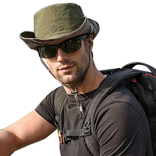 WANYIG Double-Sided Fisherman Hat Cappello da Pescatore per Pesca Cappelli Uomo Estivo con Protezione UV（Esercito Verde）