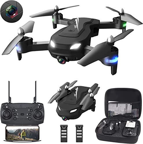 Wipkviey T26 Drone con Telecamera | 1080P HD Pieghevole Droni per Principianti FPV Trasmissione, con 2 Batterie e Borsa portatile,Modalità Un Pulsante Decollo e Atterraggio