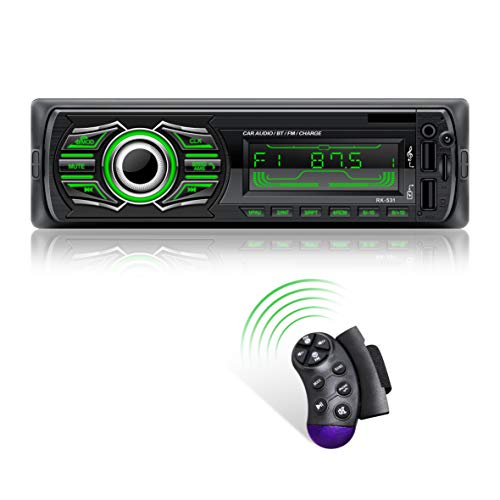 X-REAKO Autoradio Bluetooth, Stereo Auto supporto Bluetooth Chiamata Vivavoce Lettore MP3 Radio FM, con due porte USB, Volante Telecomando, supporto AUX TF Carica rapida
