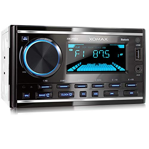 XOMAX XM-2R422 Autoradio con Bluetooth I RDS I AM, FM I USB, AUX I 7 Colori di illuminazione regolabili I 2 DIN
