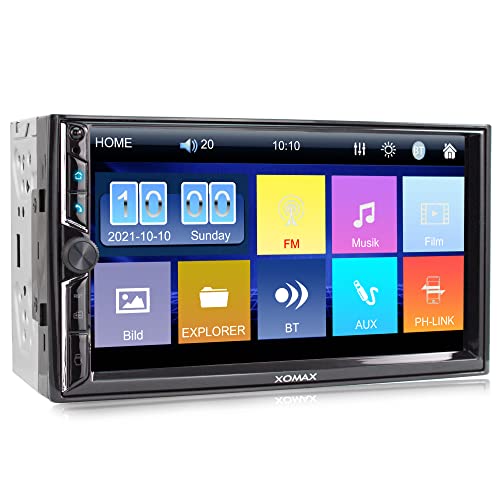 XOMAX XM-2V781 Autoradio con mirrorlink, LED Colori di illuminazione, vivavoce bluetooth, schermo touch screen 7 pollici   18 cm, FM, SD, USB, 2 DIN