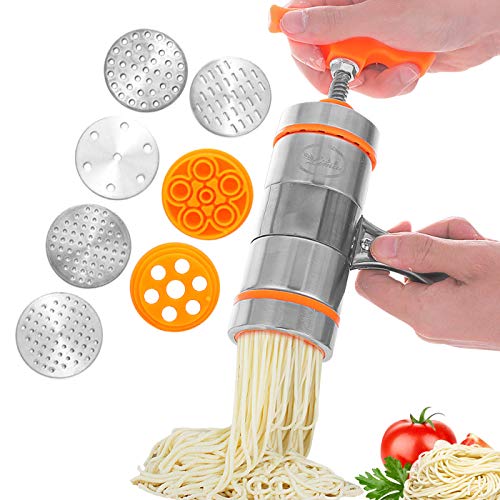 Zuzer Macchina per la Pasta Manuale Pasta Press in Acciaio Inossidabile Macchina Pasta Noodle Maker con 7 Template