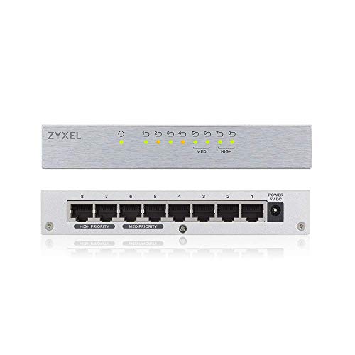 Zyxel 8-Port Desktop Gigabit Ethernet Switch - custodia metallica, Garanzia a Vita [GS108B]