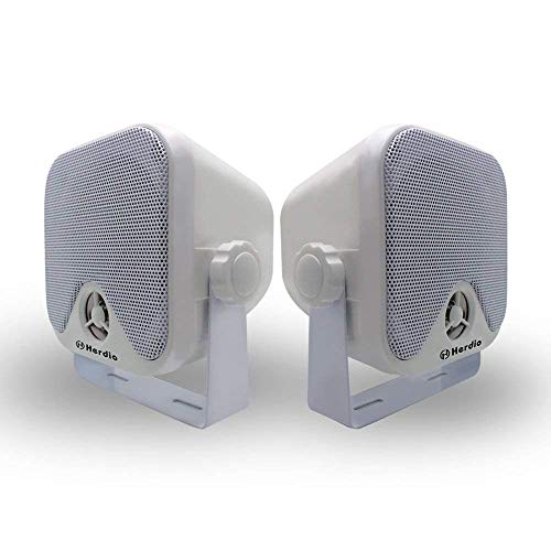 100W 10 CM Mini Altoparlanti Marini Impermeabile Audio Stereo Speaker System per Outdoor ，Indoor, Camper, Giardino, Trattore, Barca (Bianco)