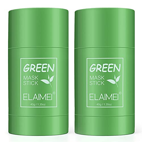 2 Pack Green Mask Stick Punti Neri, potente maschera all argilla purificante al tè verde Controllo dell olio per la pulizia profonda Rimozione dei punti neri per tutti i tipi di pelle (2 PACK)
