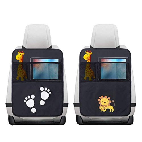 2 Pezzi Protezione Sedile Auto,Impermeabile Sedile Posteriore Auto Organizzatori 2 x Tasca dell  Organizzatore Tasca iPad,Organizer Bambino per Sedile Auto,Protezione Sedile Auto Bambini(Nero)