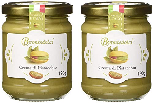 2 Vasetti - Crema di Pistacchio con il 40% di pistacchi di Sicilia, ideale per la colazione, ma soprattutto per farcire dolci - 2x190g