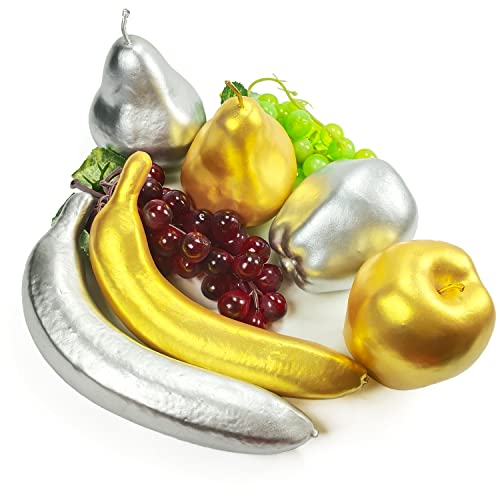 8 Pezzi di Frutta Artificiale d Argento Dorato, Frutta Finta per la...