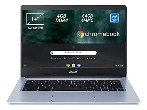 Acer Chromebook 314 CB314-1H-C0U7 Notebook, Pc Portatile con Processore Intel Celeron N4020, Ram 4 GB DDR4, eMMC 64 GB, Display 14  Full HD LED LCD, Scheda Grafica Intel UHD, Chrome OS, Silver