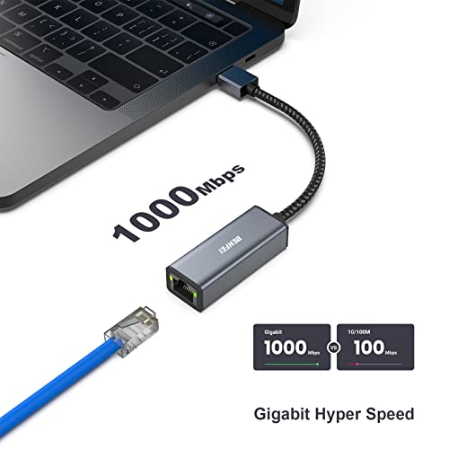 Adattatore USB a Ethernet, BENFEI USB 3.0 a RJ45 1000Mbps Gigabit E...